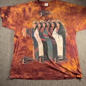 Vintage 1995 Mountain Native American Nature Tie Dye T-shirt XL Single Stitch